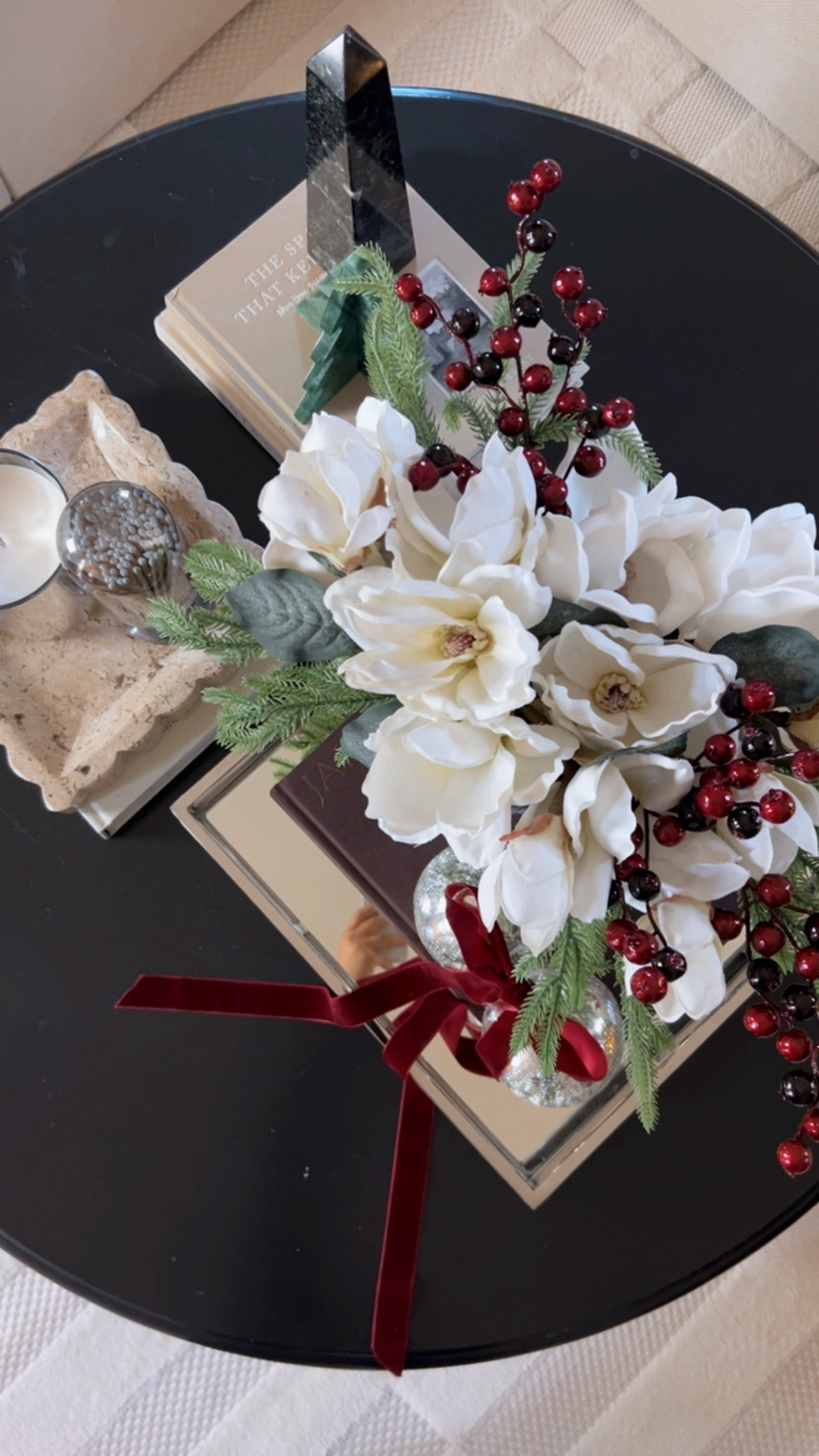 Christmas Coffee table Styling
#coffeetable #books #christmas2025 #amazonfinds #walmartfinds #christmasdecor #candles #marble #travertine

#LTKHoliday #LTKHome #LTKFindsUnder50