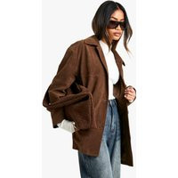 Womens Suede Look Jacket - Brown - 10 | boohoo (US & Canada)