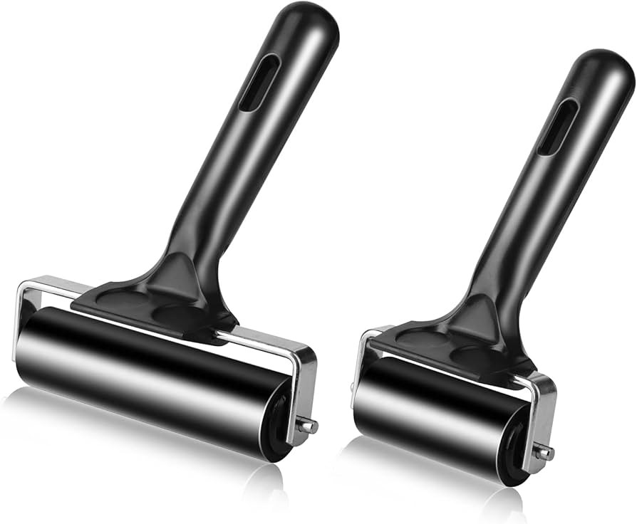 2Pcs Rubber Roller Brayer Rollers Hard Rubber 4 and 2.2 Inch for Printmaking (Black) by HRLORKC... | Amazon (US)