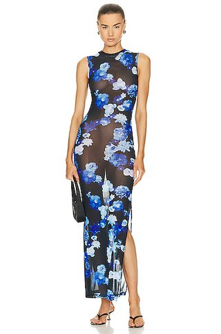 Flower Print Mesh Dress | FWRD 