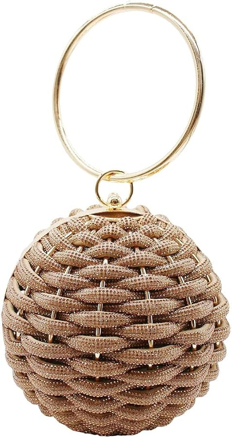 Luxury Rhinestone Ball Shape Clutch Purse Round Ball Evening Handbag Woven Metal Crystal Evening ... | Amazon (US)