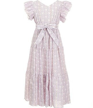 A Loves A Big Girls Delilah Printed V-Neck Flutter Sleeve Midi Dress - S | Dillard's