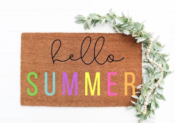 Hello Summer Doormat, Hello Welcome Doormat, Summer Doormat, Farmhouse Decor, Bright Doormats | Etsy (US)