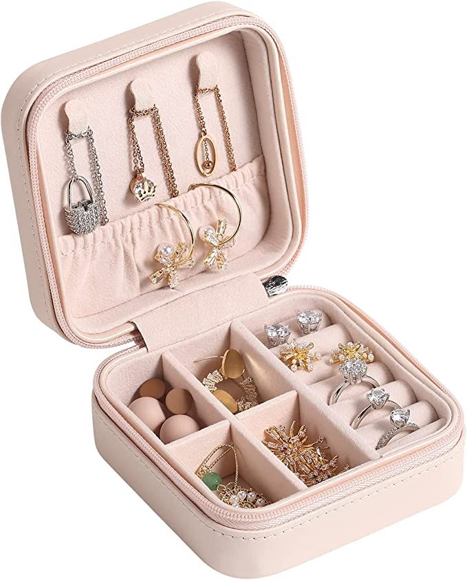 CASEGRACE Travel Jewelry Case, Small Jewelry Box Portable Jewelry Travel Organizer Display Storag... | Amazon (US)