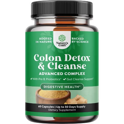 Colon Cleanse & Detox Capsules, Lactobacillus Acidophilus for Body Cleanse & Psyllium Husk Capsule for Gut Health Supplement, Nature's Craft, 60ct | Target