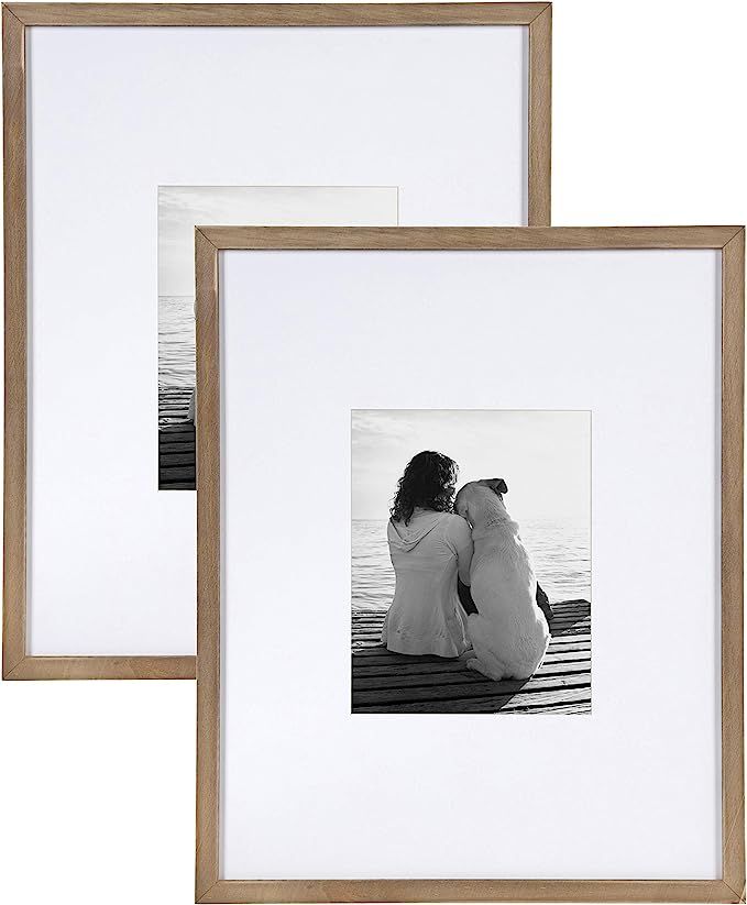 DesignOvation Gallery 16x20 matted to 8x10 Wood Picture Frame, Set of 2, Rustic Brown, 2 Count | Amazon (US)