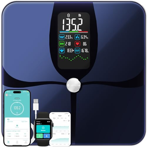 Lepulse Smart Weight Scale with BMI Body Fat Muscle Mass, 4.68" Large Display with Trend, High Accurate 22 Composition Scale with Heart Rate, Bathroom Scale with App, Black | Amazon (US)