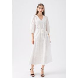 Falling 3D Flowers Button Down Maxi Dress | Chicwish