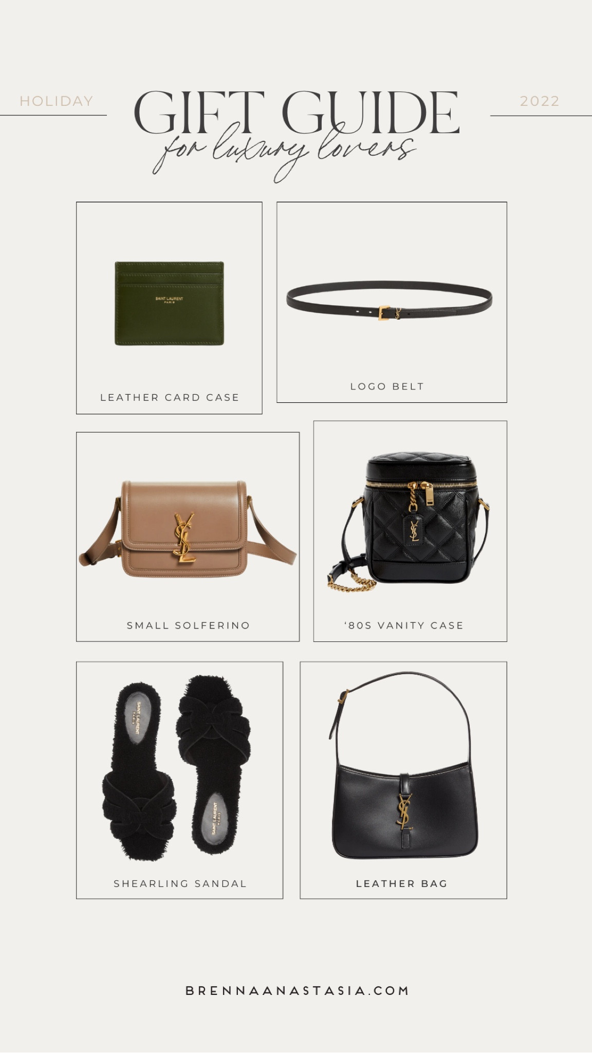 Holiday gift guide, gift ideas for the luxury over, YSL gift ideas, Saint Laurent 

#LTKstyletip #LTKHoliday