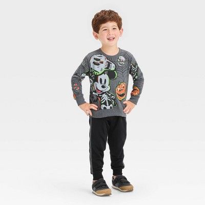 Toddler Boys' Mickey Mouse & Friends Halloween Top and Bottom Set - Gray | Target
