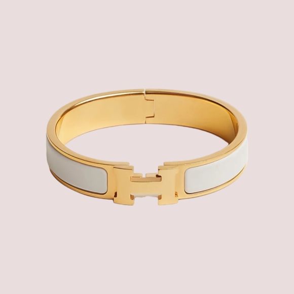 New Hermes Clic H Bracelet Blanc White & Gold PM | Poshmark