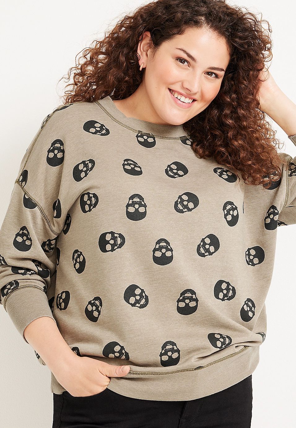 Plus Size Skull Sweatshirt | Maurices