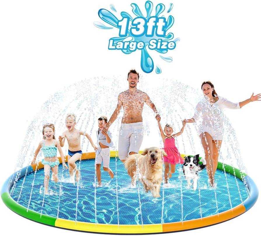 EPN Splash Pad, 13 Ft Size Extra Large Sprinkler Play Mat for Dogs & Kids, Thicker Pool Summer Ou... | Amazon (US)