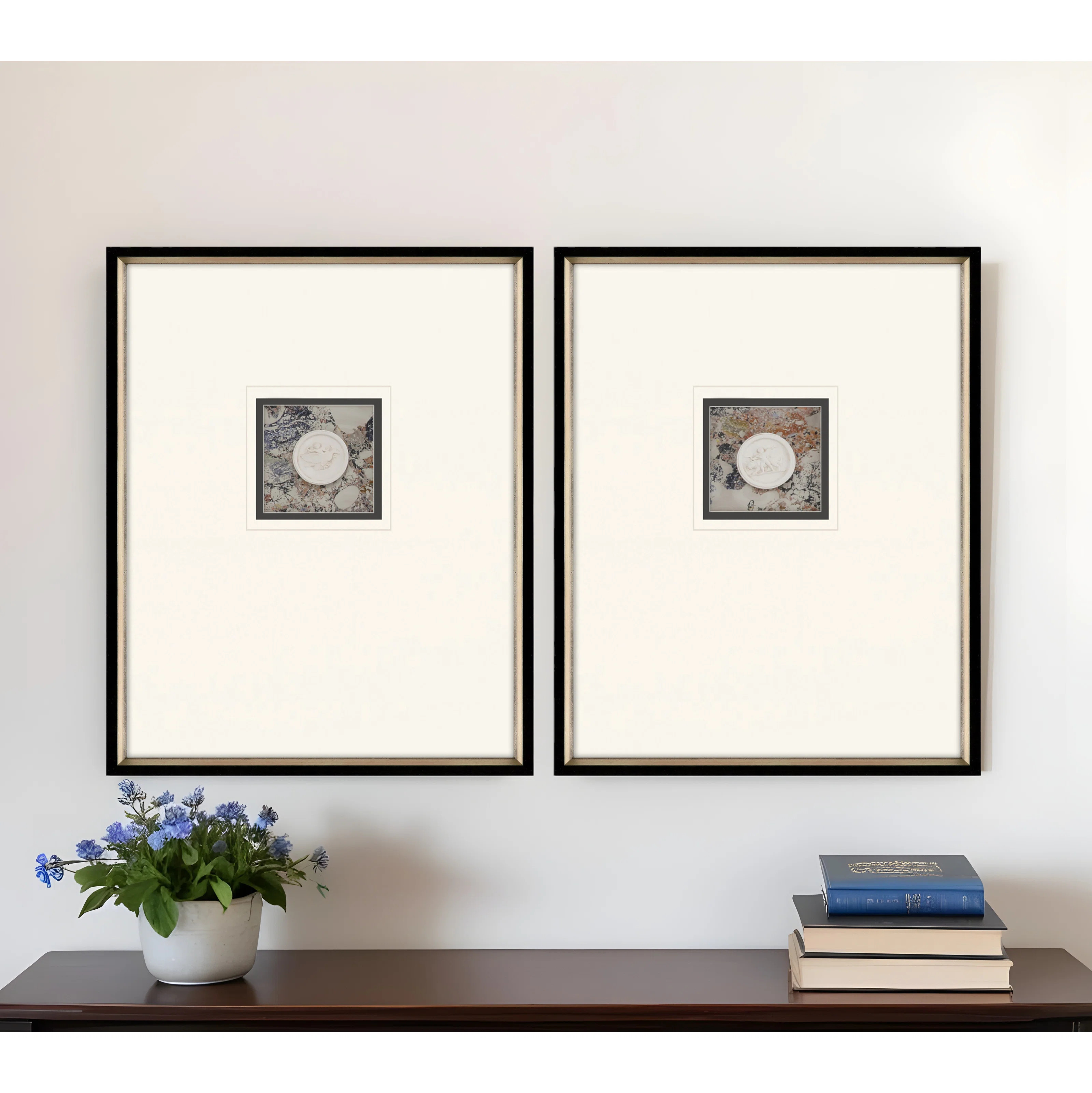 Set Of Two Angelic Intaglio Black Framed Print Wall Art | Wayfair North America