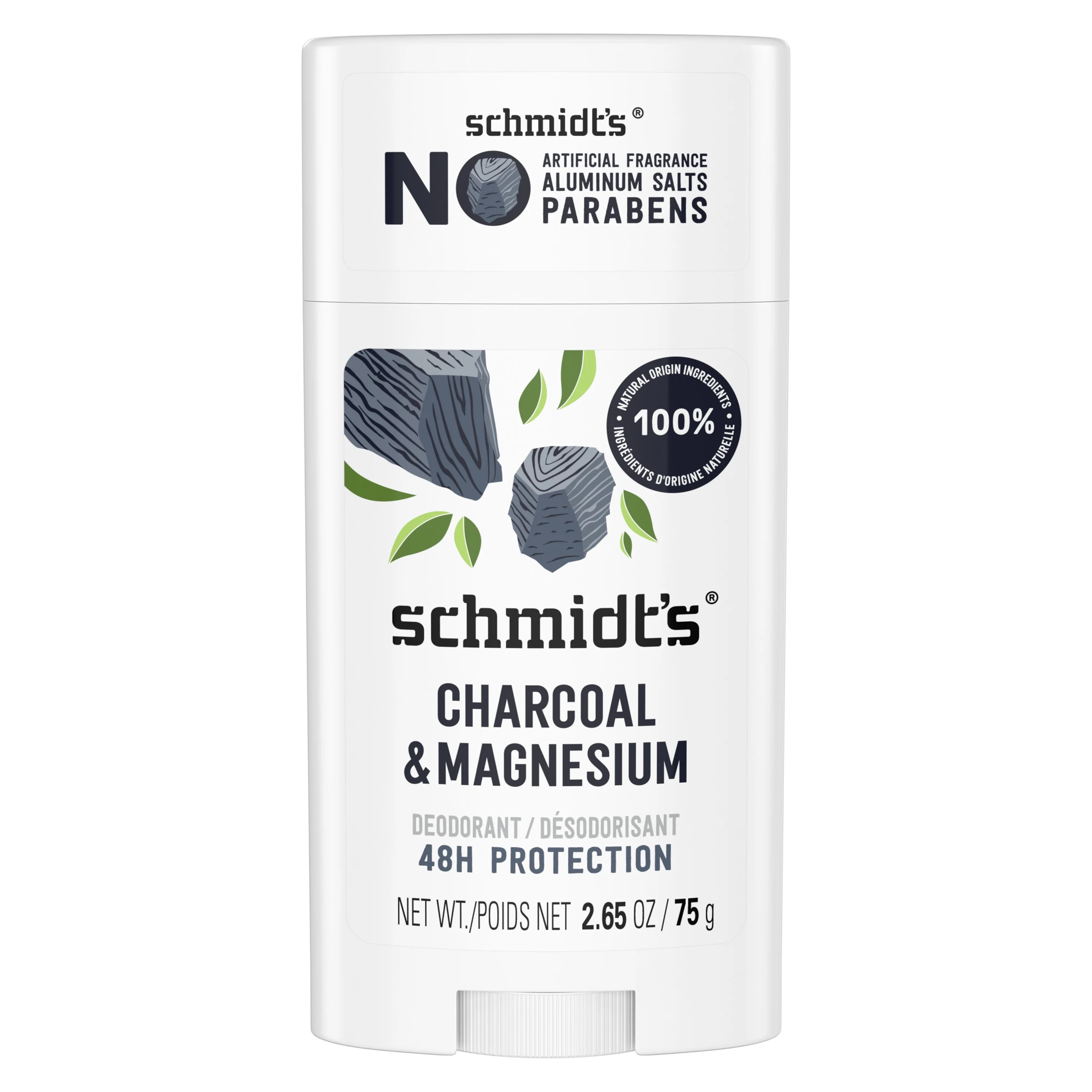 Schmidt's Charcoal & Magnesium 24 Hour Odor Protection, Aluminum-Free Vegan Deodorant, 2.65 oz | Walmart (US)