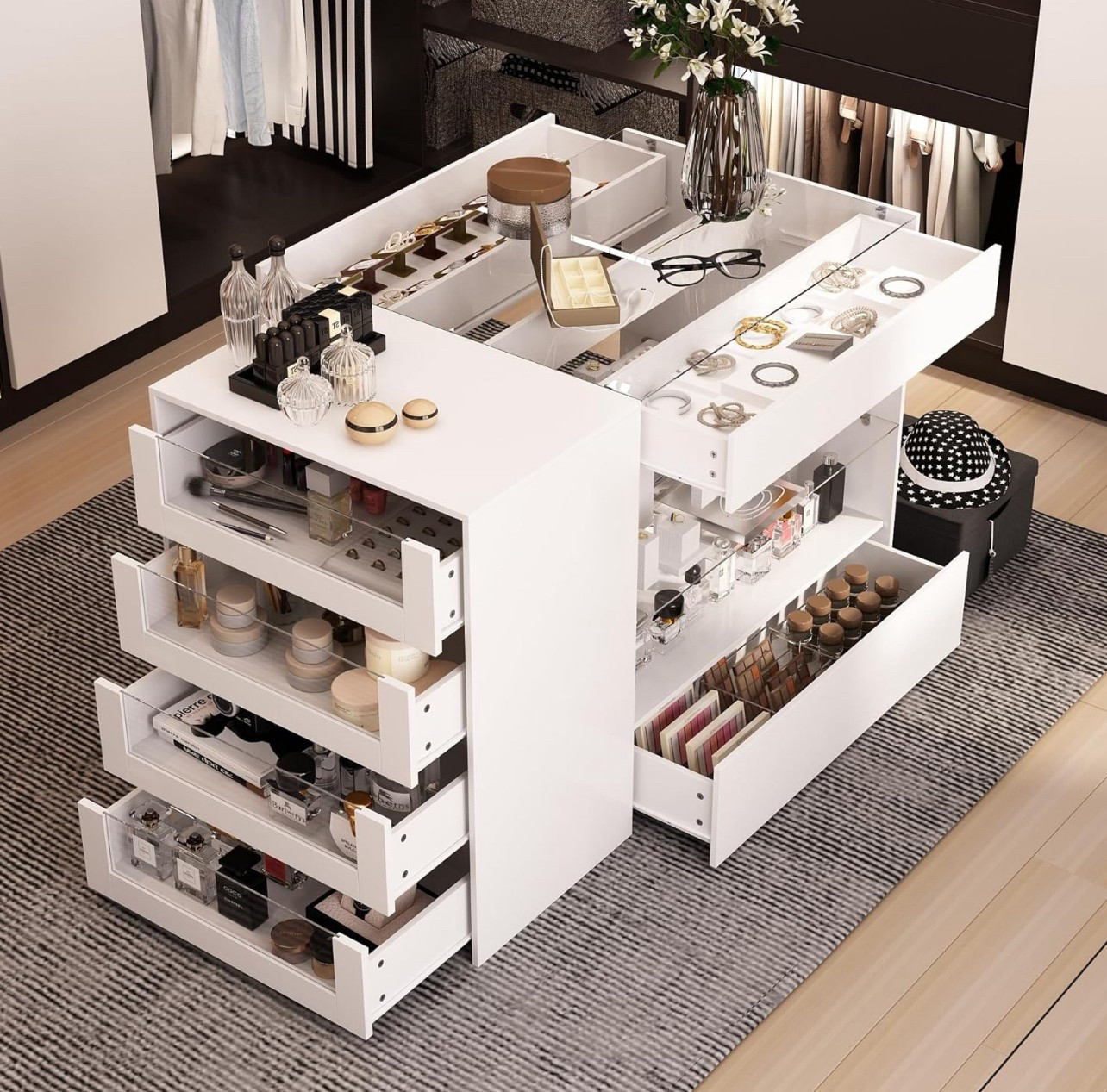 Walk in closet | Island with Glass Top and Front

#LTKStyleTip #LTKHome