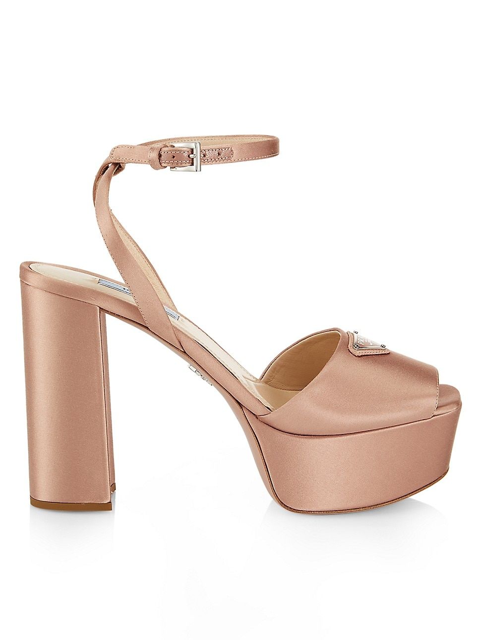 Logo Satin Platform Ankle-Strap Sandals | Saks Fifth Avenue