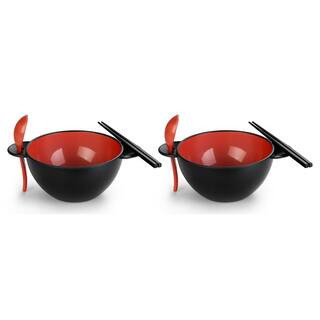 Black and Red Earth Ramen Bowl 6-Piece Set | The Home Depot