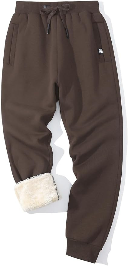 Flygo Men's Fleece Pants Winter Warm Joggers Pants Active Sherpa Lined Sweatpants | Amazon (US)
