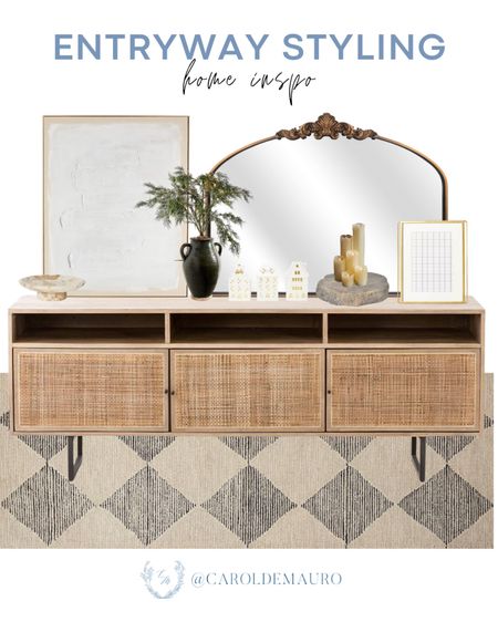 Here's a spring entryway styling idea that you might want to check out: rattan console table, rust mirror, black vase and faux stem branch, neutral rug, and more!
#furniturefinds #homerefresh #nordichomeinspo #interiordesign

#LTKSeasonal #LTKstyletip #LTKhome