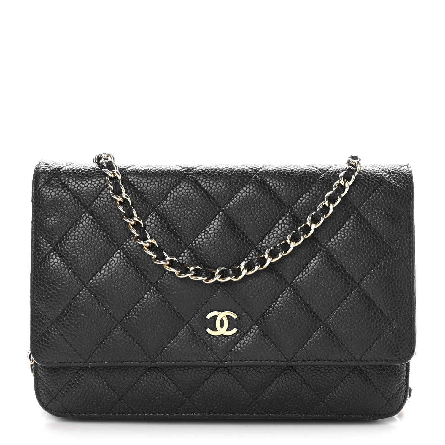 Caviar Quilted Wallet on Chain WOC Black | FASHIONPHILE (US)