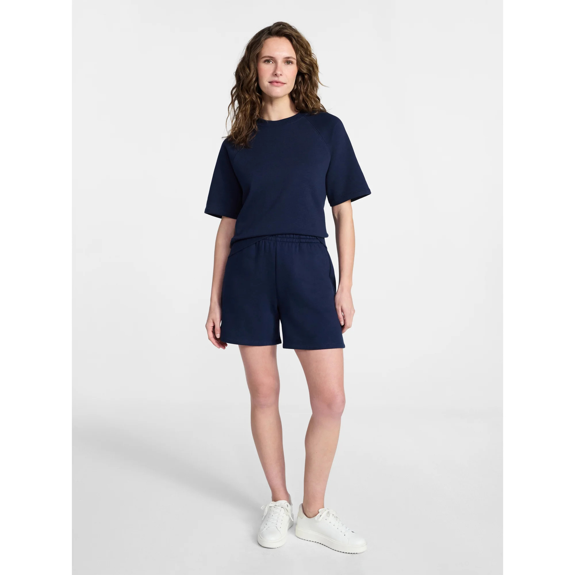 Time and Tru Women's Boxy Sweatshirt with Short Sleeves, Size XS-XXXL | Walmart (US)
