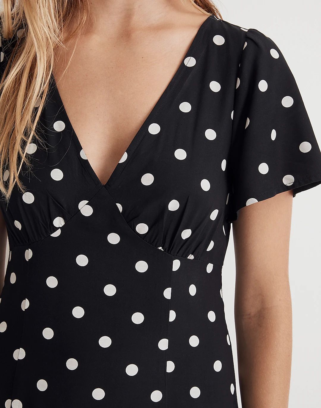V-Neck Flutter-Sleeve Midi Dress | Madewell