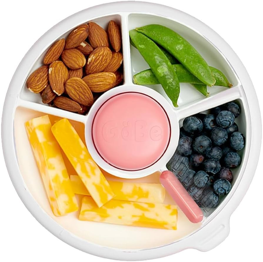 Amazon.com : GoBe Kids Small Snack Spinner Slide Bundle with Hand Strap and Sticker Sheet - Reusable Snack Container with 5 Compartment Dispenser and Lid | BPA/PVC Free | Dishwasher Safe | No Spill - Coral Pink : Baby | Amazon (US)