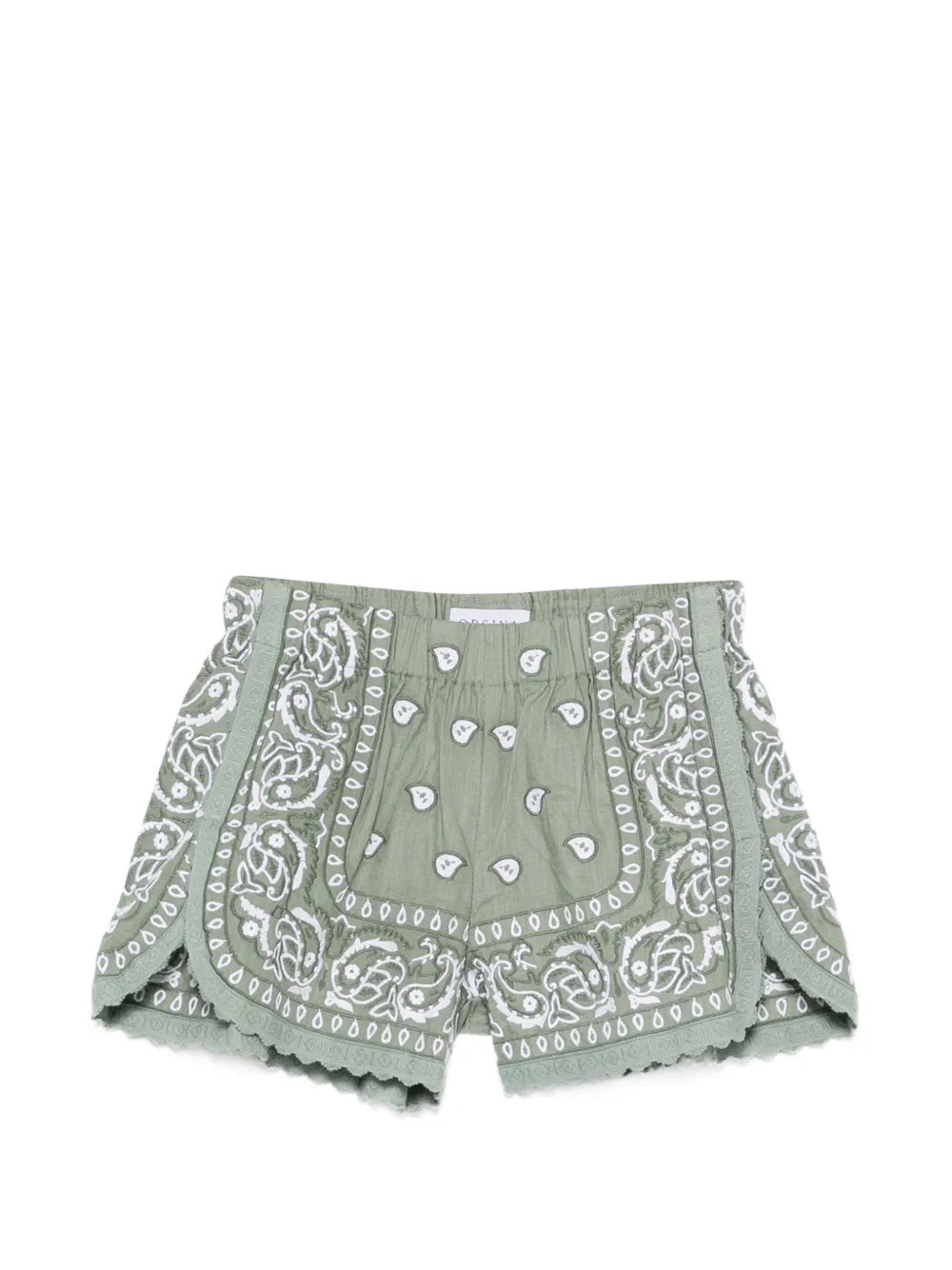 orsina bandana-print embroidered mini shorts - Green | Farfetch Global