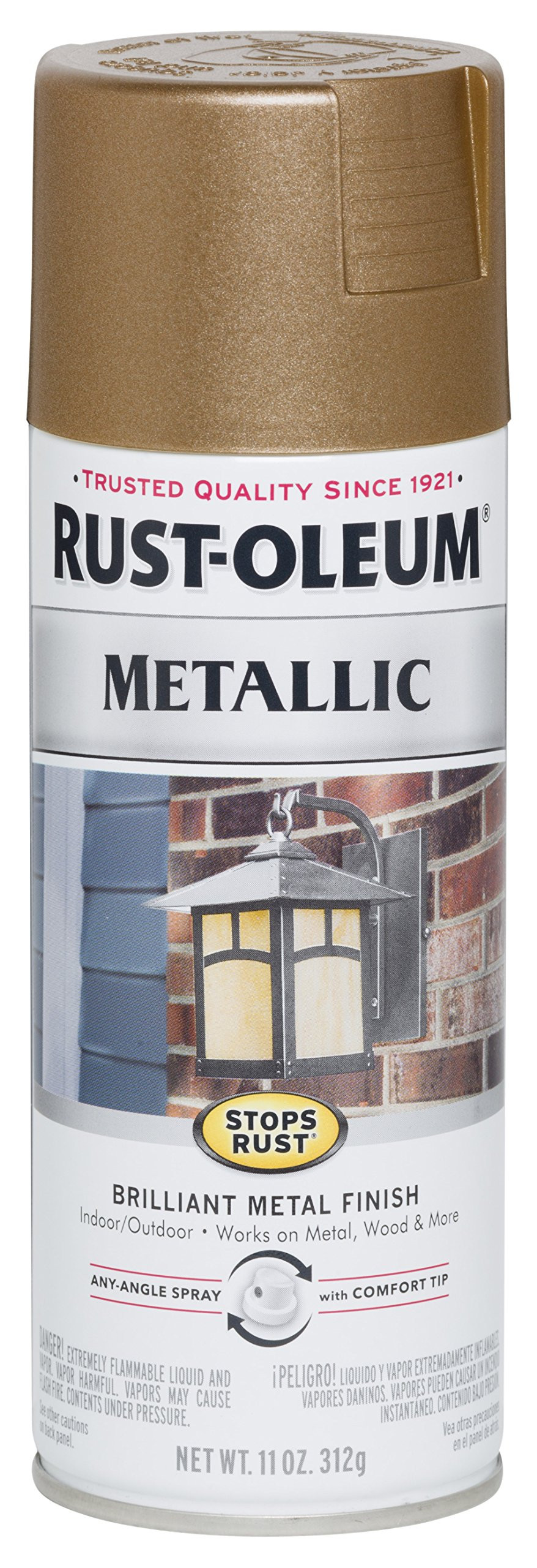 Rust-Oleum 7274830 Stops Rust Metallic Spray Paint, 11 oz, Antique Brass | Amazon (US)