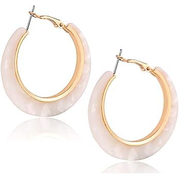XOCARTIGE Acrylic Hoop Earrings for Women Tortoise Resin Earrings Bohemia Statement Dangle Earrin... | Amazon (US)