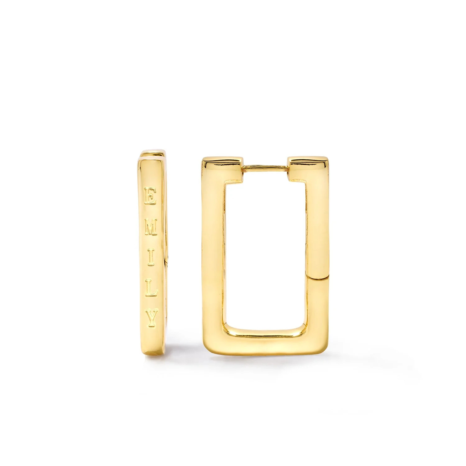 Custom Stamped Name Square Hoop Earrings (Gold) | Abbott Lyon