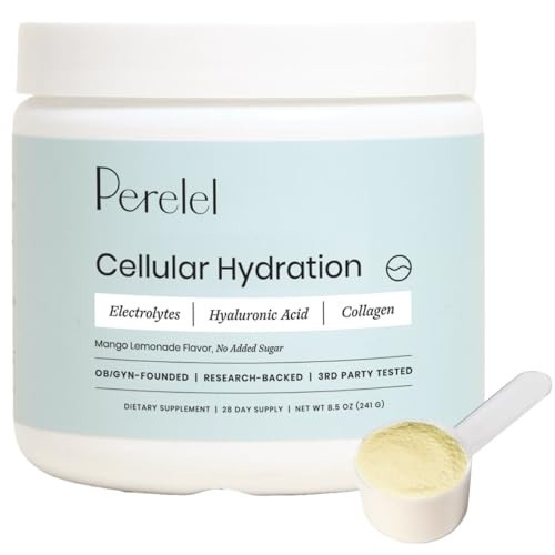 Perelel Hydration Powder, Electrolyte Supplement with Collagen & Hyaluronic Acid, Mango Lemonade Flavor, Soy & Gluten Free, Non GMO, No Added Sugar, 28 Servings | Amazon (US)