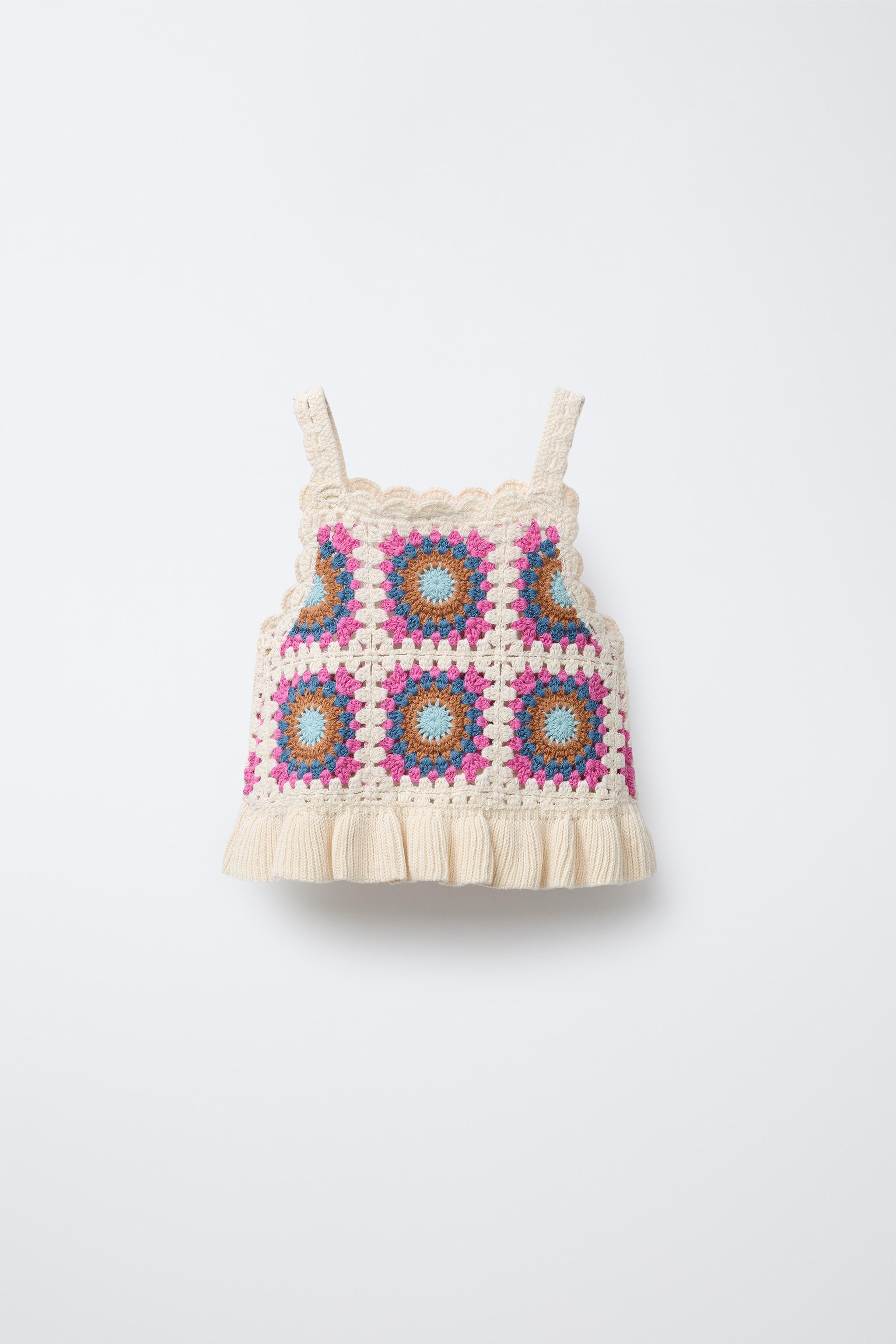 RUFFLED CROCHET KNIT TOP | Zara US