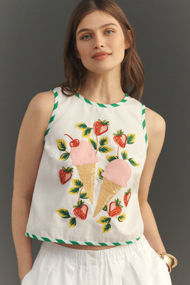 Maeve Fruit Embroidered Halter Top | Anthropologie (US)