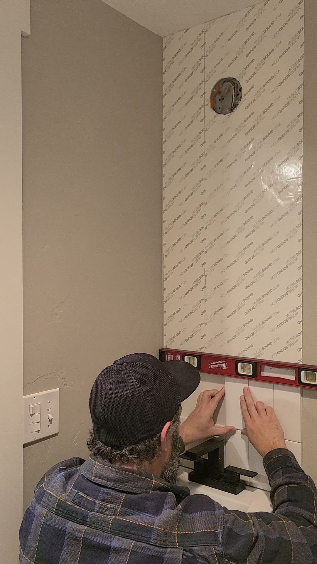 I'm all for the easier way (as long as it works well)! And this adhesive tile mat is just that! No morter, no long drying times. Just stick the tile on and grout right away. It is such a time saver and holds up well. 

 #tile #diy #LTKHome
