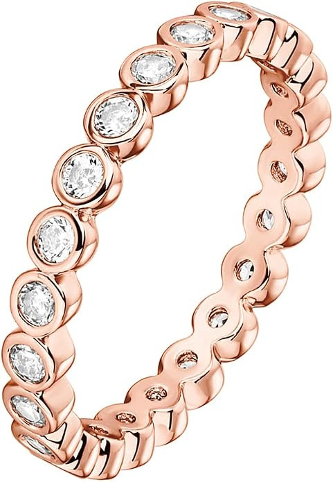 PAVOI 14K Gold Plated Rings with Cubic Zirconia - 2.8mm Stackable for Women - Gold Love Ring | Amazon (US)