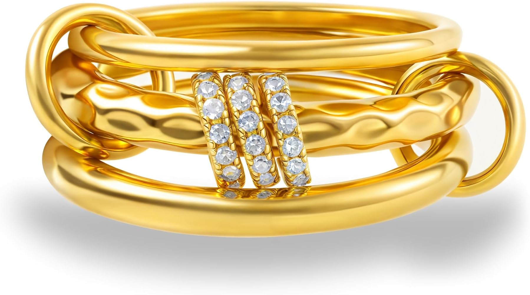 Stackable Rings for Women Non Tarnish,Dainty 18k Gold Plated CZ Cubic Zirconia Rings,Silver and G... | Amazon (US)