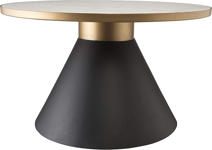 TOV Furniture Richard Modern Round Marble Cocktail Table, 27.3" White, Black | Amazon (US)
