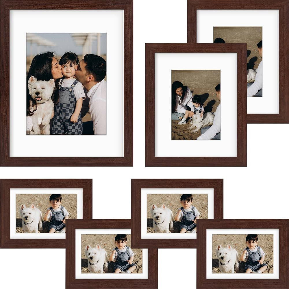 Frametory, Gallery Wall Frame Set of 7 Multiple Sizes 11x14, 8x10, 5x7 Picture Frame Collage with... | Amazon (US)