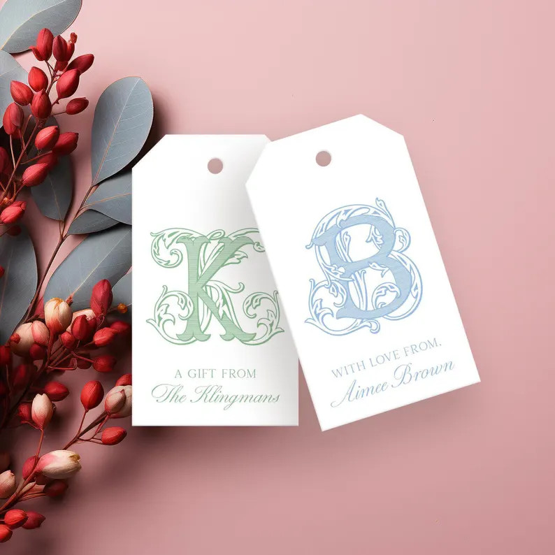 Custom elegant gift tags for weddings, bridal favor tags, baby shower tags, hostess gifts, Christ... | Etsy (Global)