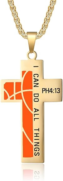 Susook Basketball Cross Necklace for Boys and Men      
 Stainless Steel  

 No Gemstone | Amazon (US)