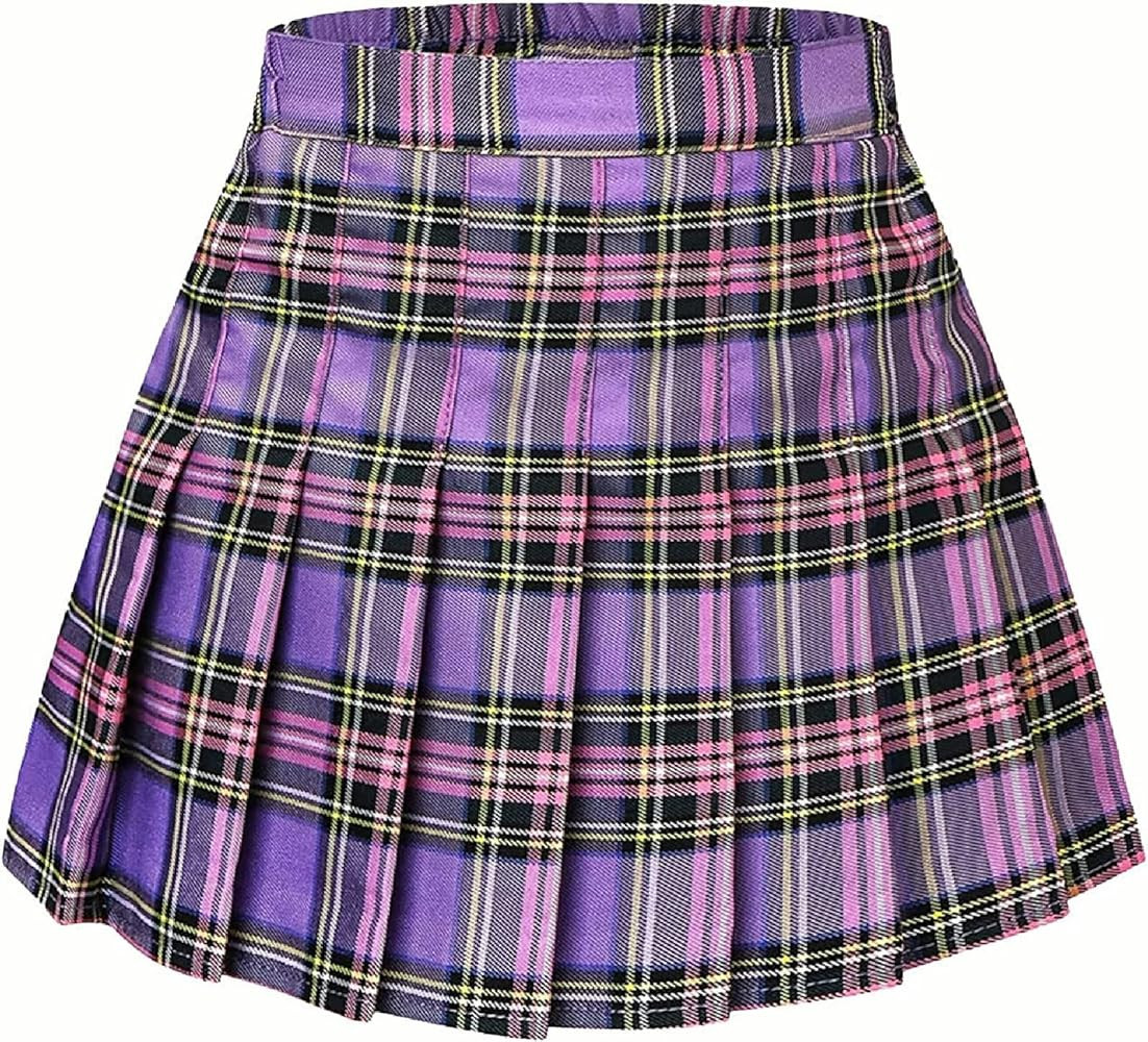 Girls Women's Pleated Skirt, High Waist School Uniform A-Line Short Skirt | Amazon (US)
