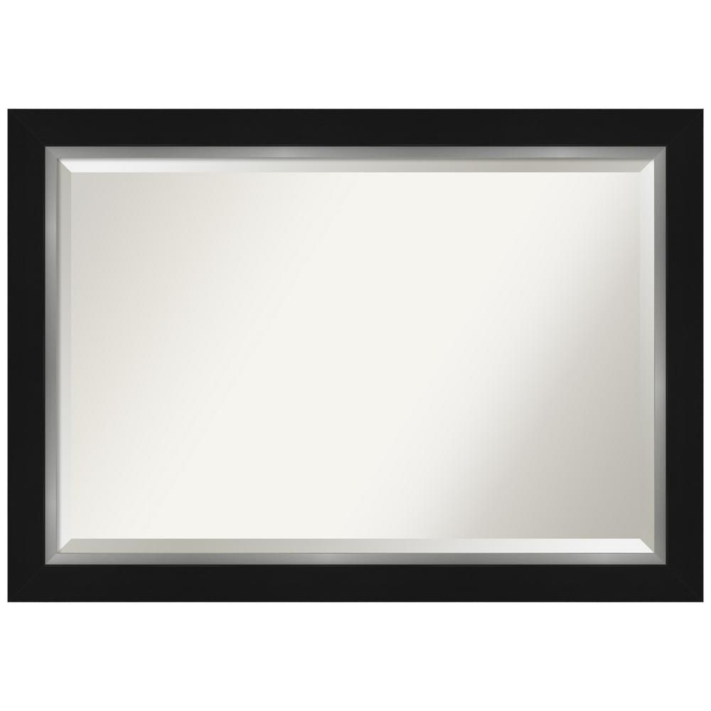 Medium Rectangle Silver BlackSilver Metallic Beveled Glass Modern Mirror (29.25 in. H x 41.25 in.... | The Home Depot