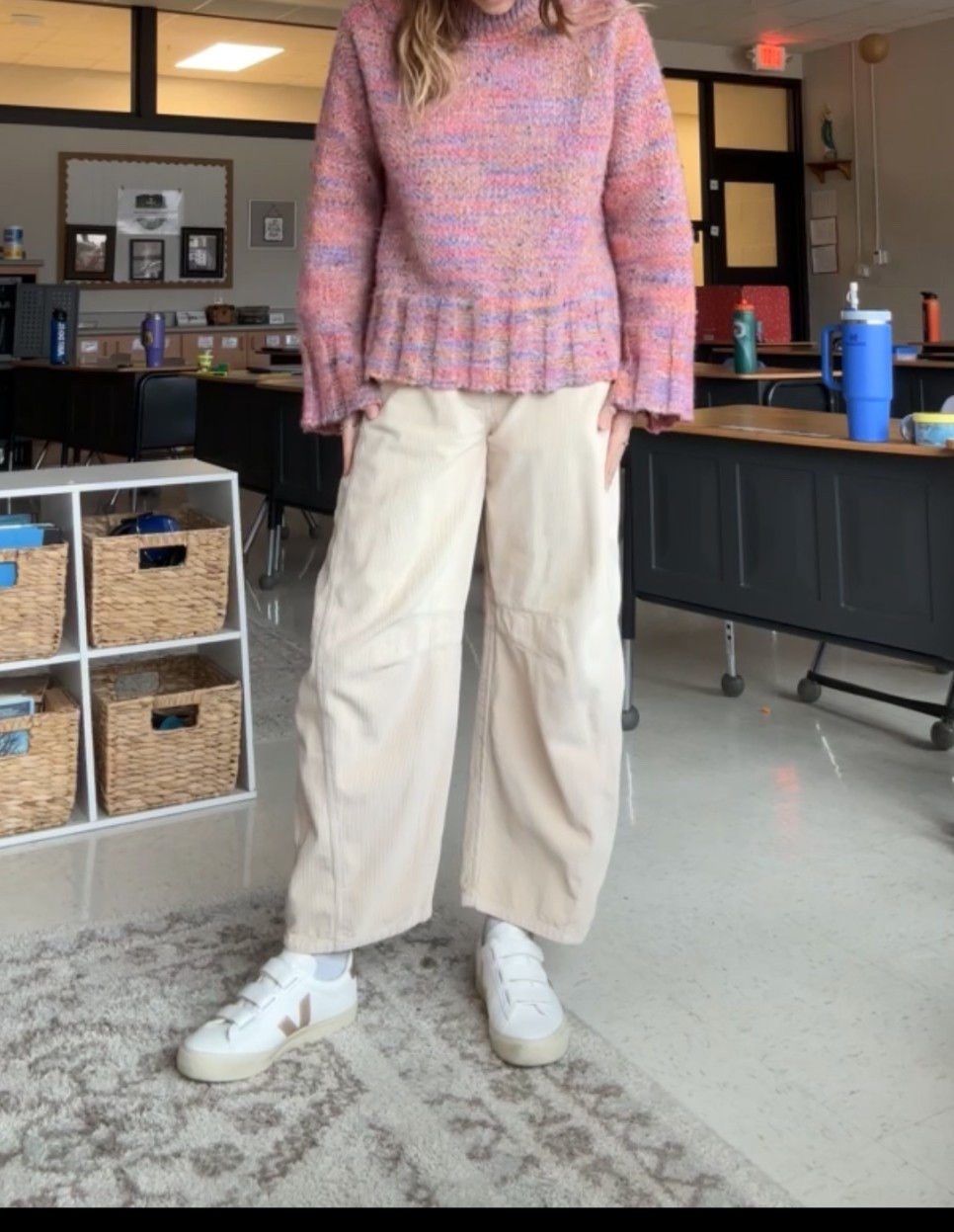 Cotton candy sweater🍬 All Free People! I would size down in the pants. The ones pictured are 27. Sweater is xs.

#LTKSeasonal #LTKWorkwear #LTKootd