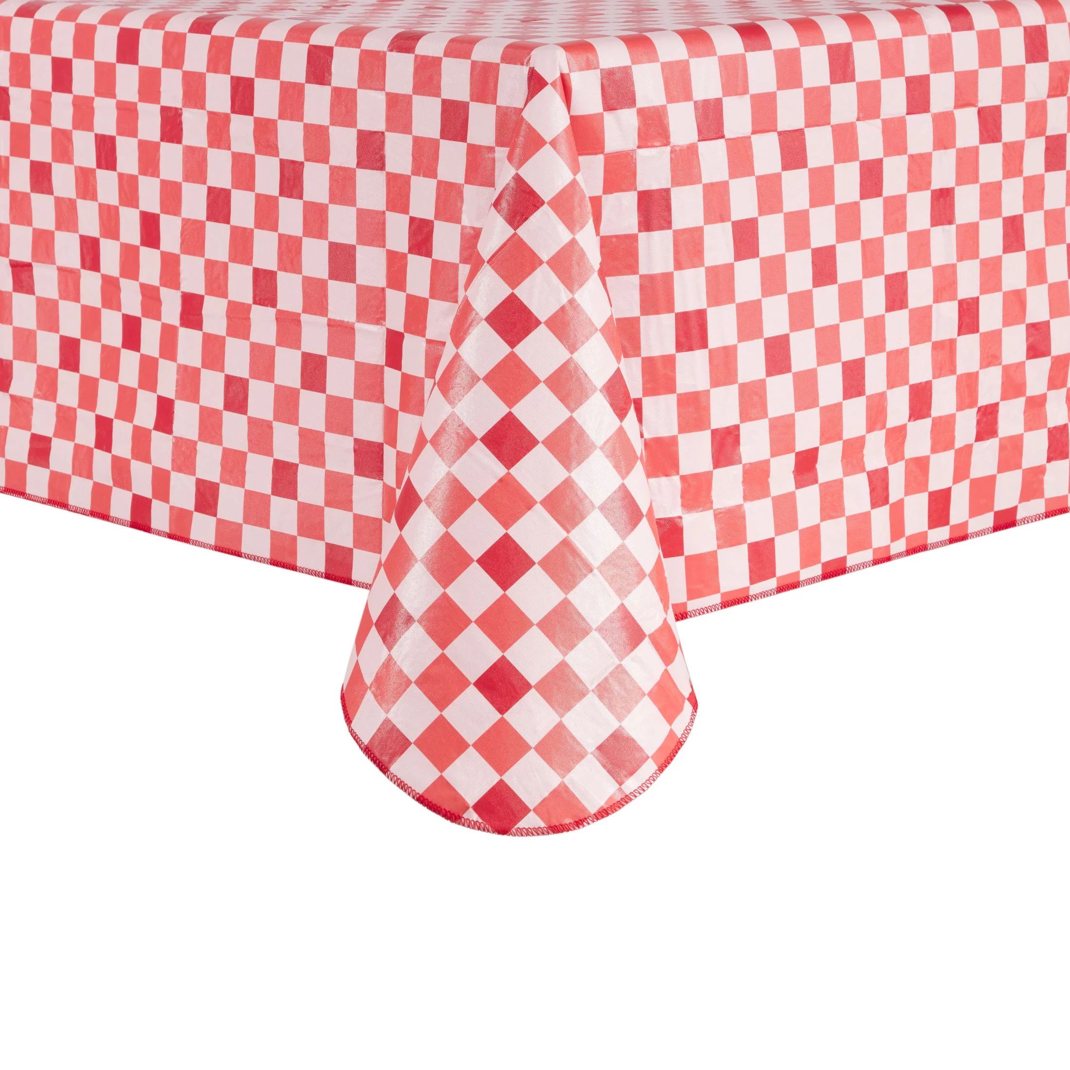 Way to Celebrate Checks of Red Vinyl Tablecloth, Multi-Color, 60"W x 84"L | Walmart (US)