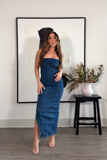 This dress EATS! I love it. Wearing a small. I’m 5’2” and 120 lbs

Date night brunch out fit 
Mob wife meshki 
Girls night 
Dressy ideas 
Denim 
How to wear denim 
Jeans 
👖 


#LTKparties #LTKfindsunder100