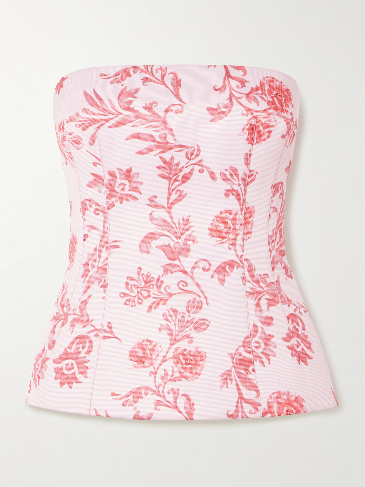 Emilia Wickstead - Kerina Strapless Floral-print Faille Bustier Top - Pink | NET-A-PORTER (US)