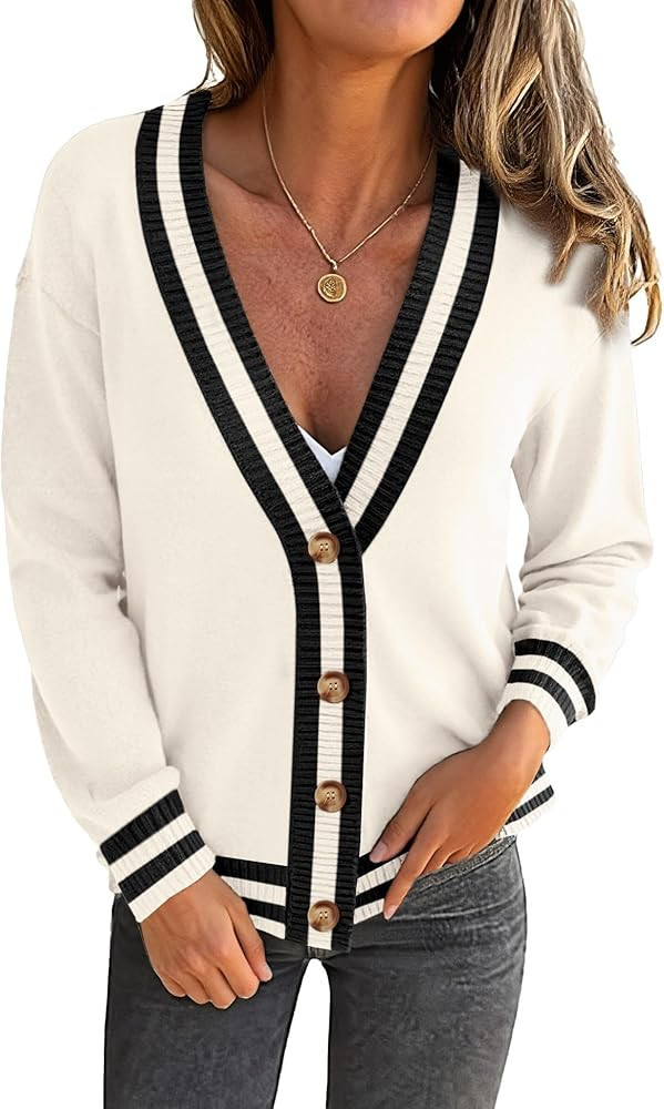 LOMON Women's Button Down Cardigan Sweaters Fall Long Sleeve Open Front Soft Cardigan Casual Loos... | Amazon (US)