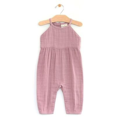 Muslin Lace Back Romper, Amethyst | SpearmintLOVE